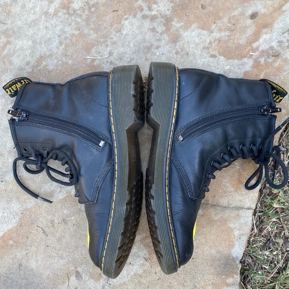 Dr. Martens 1460 combat boot lace up with side zip kids size 3 custom smiley 😊